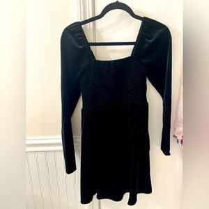 Smocked velvet mini dress